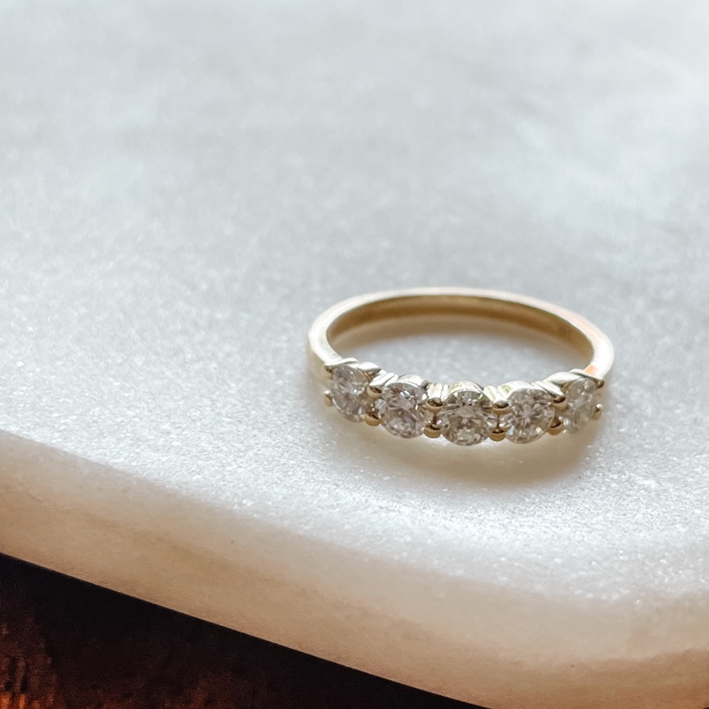 1.25tcw 925/Rhodium 5 Stone Anniversary Ring - Picture 11 of 15